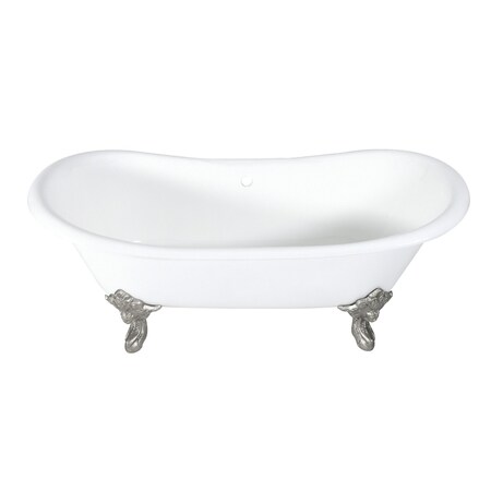 Aqua Eden Clawfoot Bathtubs, 71.63 L, 29.75 W, White/Brushed Nickel, Cast Iron VCTNDS7231NL8